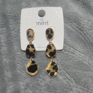 Mint Animal Print Dangle Earrings